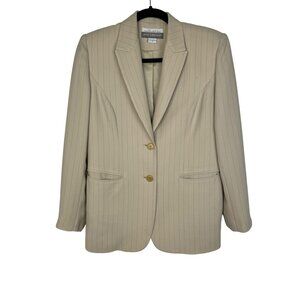Vintage Beige Petite Sophisticate Women’s Blazer Jacket Size 6 Pinstripe